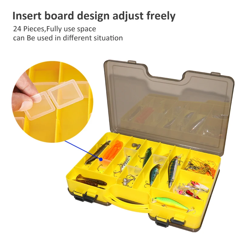 Cajas de pesca de doble cara, caja de aparejos grandes para Spinners, caja de aparejos de señuelos, estuche de cebo duro Artificial, organizador de almacenamiento de pescador - imagen 5