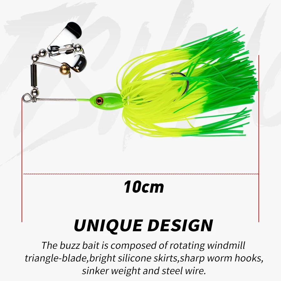 Johncoo-señuelo de pesca con cebo giratorio, plantilla de hoja de 12g y 16g, falda de goma Artificial, bailarina Spinnerbait wobbler para Lucio - imagen 2