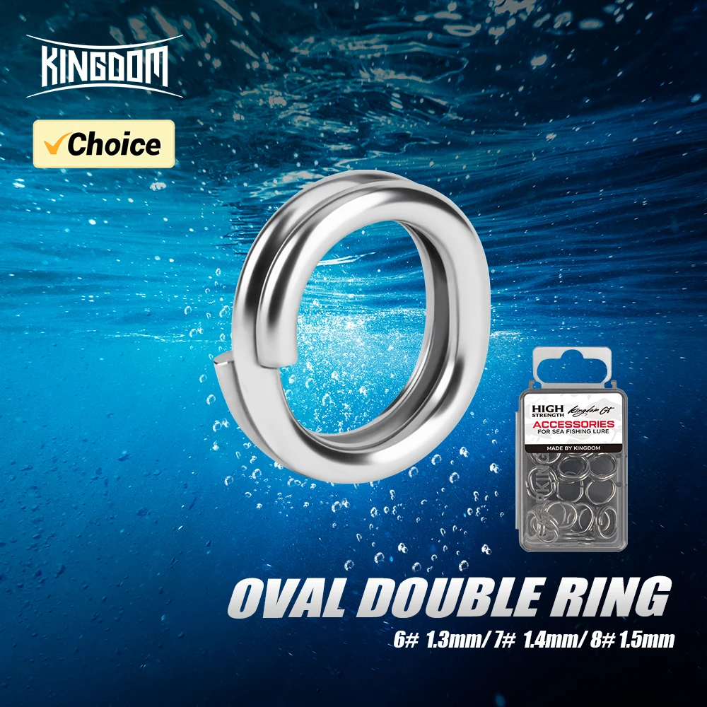 Kingdom 20 piezas GT anillos divididos para pesca en el mar 6 # 7 # 8 # Aparejos de accesorios de pesca en el mar con doble anillo de acero inoxidable 304 para pesca en el mar