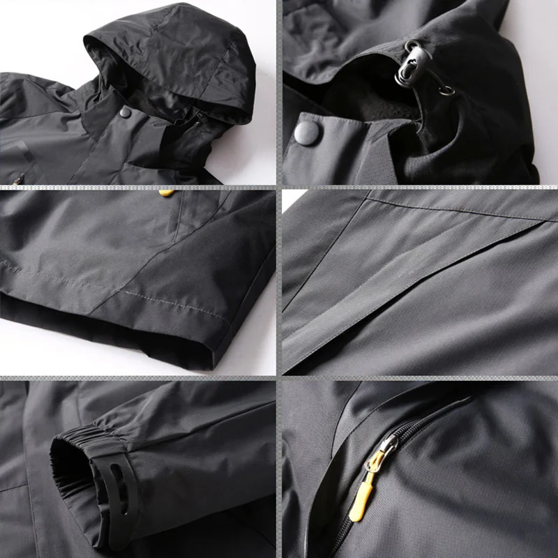 Chaqueta con capucha para mujer, abrigo 3 en 1 desmontable, impermeable, 3 en 1, para senderismo, Camping, Otoño e Invierno - imagen 3