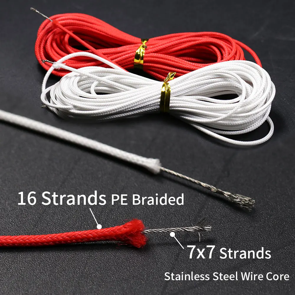 Elllv 5 m/paquete 1,2mm 1,6mm blanco rojo hilo de pescar de PE trenzado para anzuelo aparejo lanza de buceo pesca núcleo de alambre de acero inoxidable - imagen 5