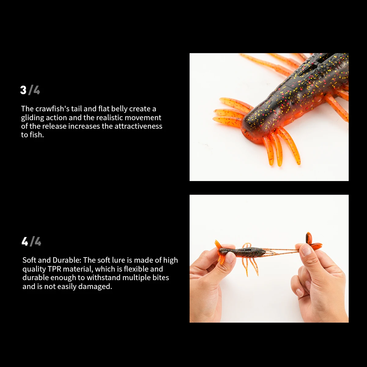 4 uds/pkt cebo blando de camarones flotante 80mm 8,7g señuelo suave Wobbler cebos de lubina cangrejo Artificial Pesca - imagen 5