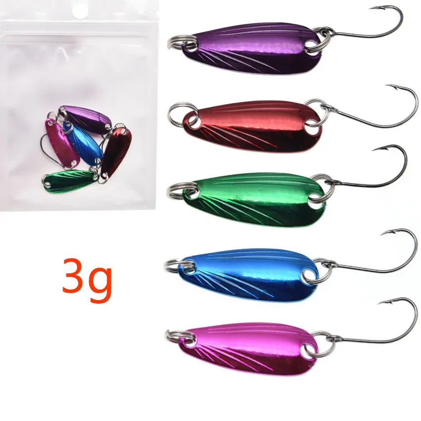 Cebo de cuchara de pesca de metal duro en forma de S, señuelo falso colorido, aparejos de pesca wobbler, 5 piezas por bolsa - imagen 4