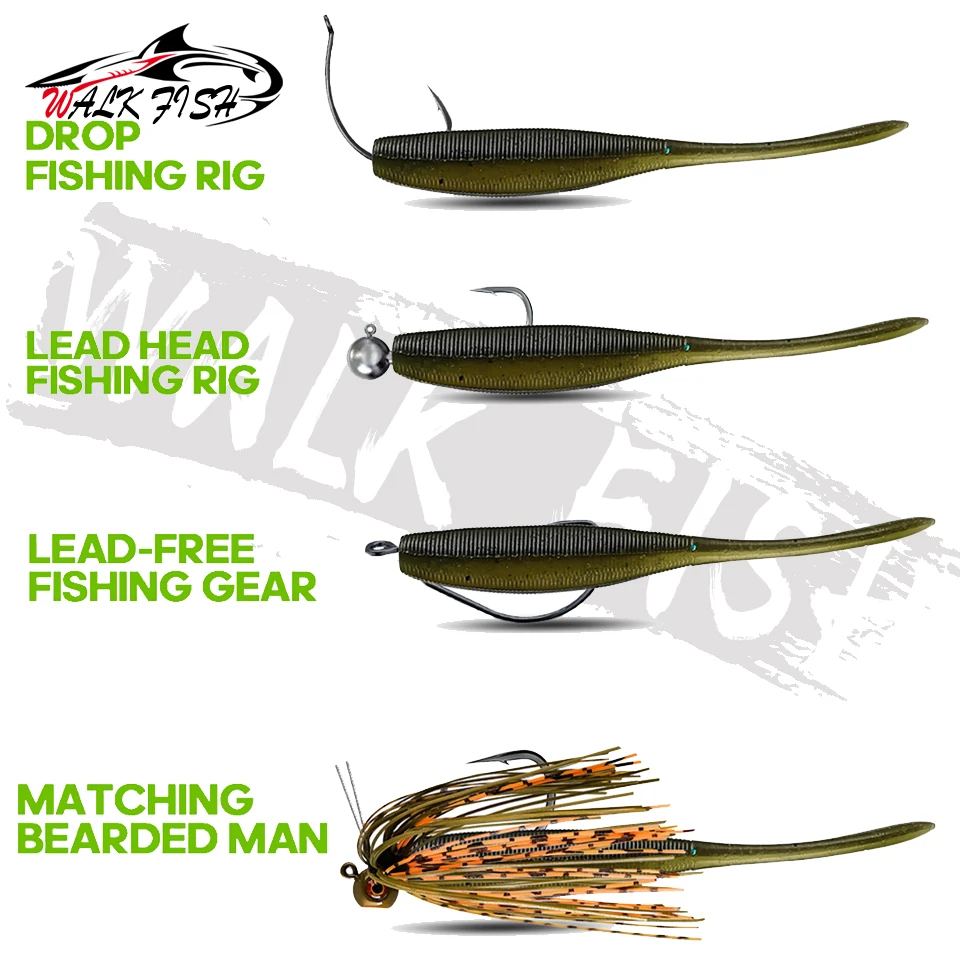 WALK FISH-señuelos blandos de Pesca, 6 uds., 7,5 cm, 2,5g, cebos de plástico Artificial de silicona, Pesca de carpa, lubina, Wobblers que se hunden - imagen 5