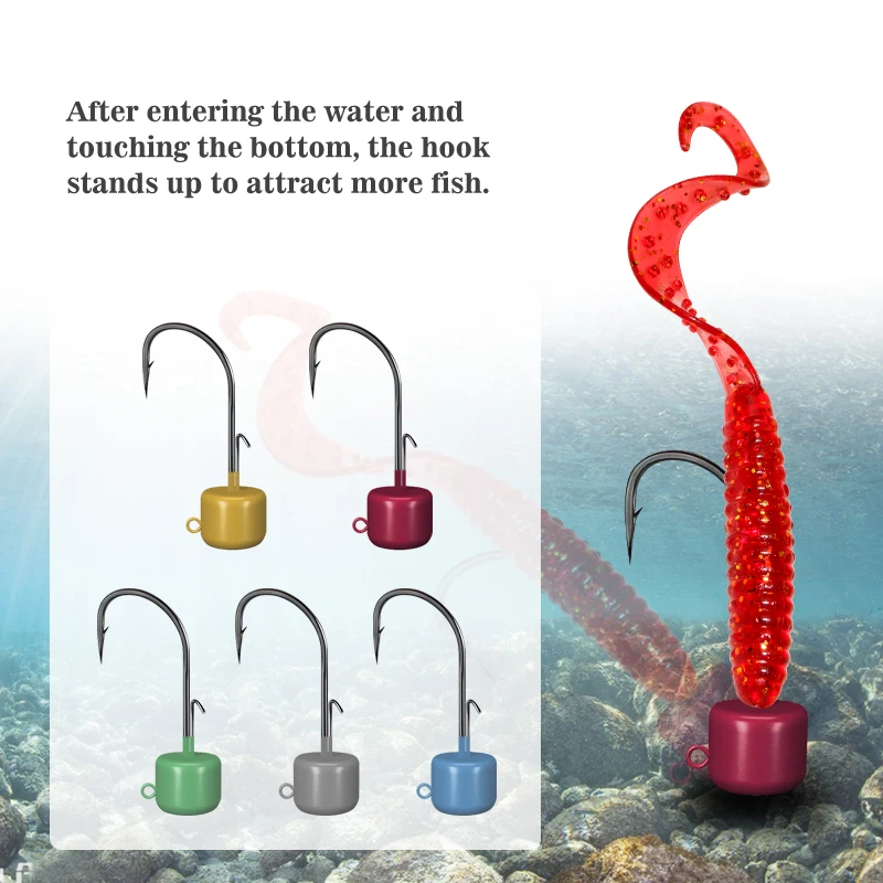 Anzuelo de pesca de 10 piezas y 1,8g-6g, anzuelos de Metal con cabeza de plomo para gusanos blandos, señuelo de carpa con caja, accesorios de pesca de mar, nuevo - imagen 3