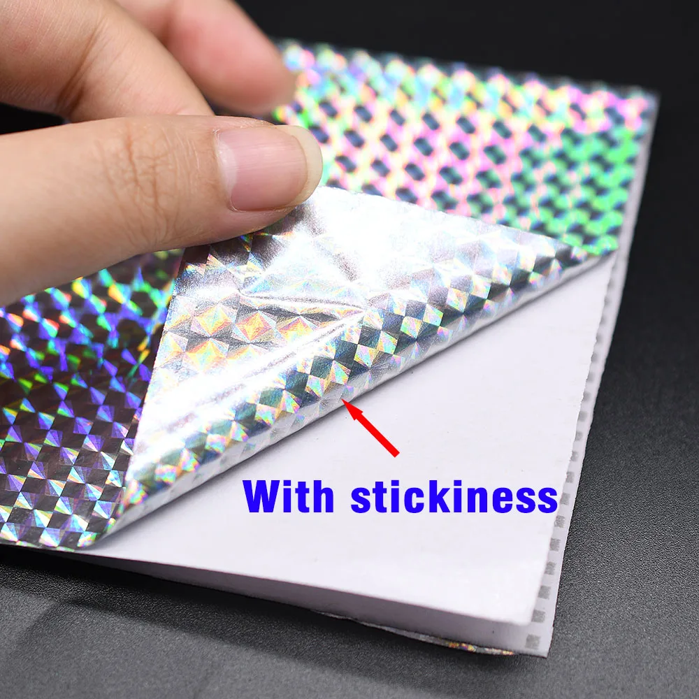 8Pcs/Pack Holographic Adhesive Sticker Crafts DIY Film Flash Lure Tape for Fishing Lure Making Metal Baits - imagen 5