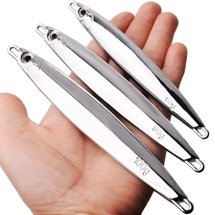 Señuelos de Pesca biónicos, Jigbait de Metal Artificial que se hunde sin gancho, aparejos de Pesca para Pesca fundida en orilla, 60g, 80g, 100g, 1 ud. - imagen 2