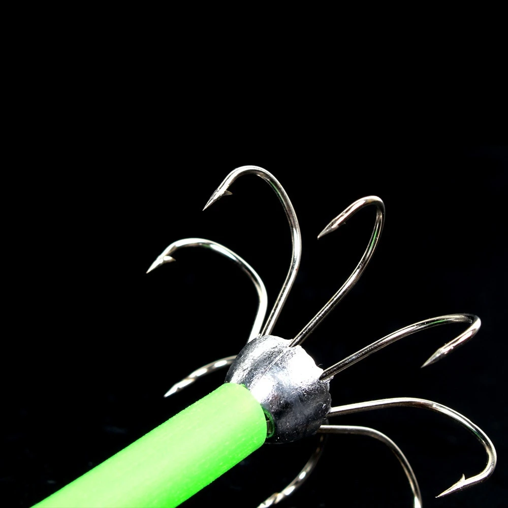 1 Uds 8,7 G plástico verde luminoso calamar anzuelos 8 agujas cebos de calamar fuerte brillo sepia anzuelo de pesca cebo anzuelo de mar - imagen 3