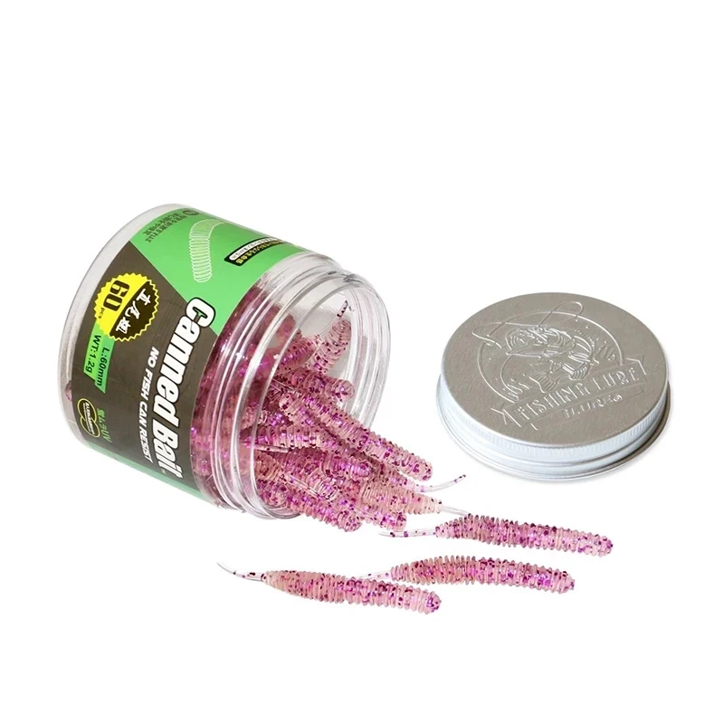 60 uds 1,2G/6Cm señuelo de Pesca Mini gusano suave camarón Jerkbait pez océano roca señuelo lubina suave olor a pescado Swimbait cebo suave Pesca - imagen 5