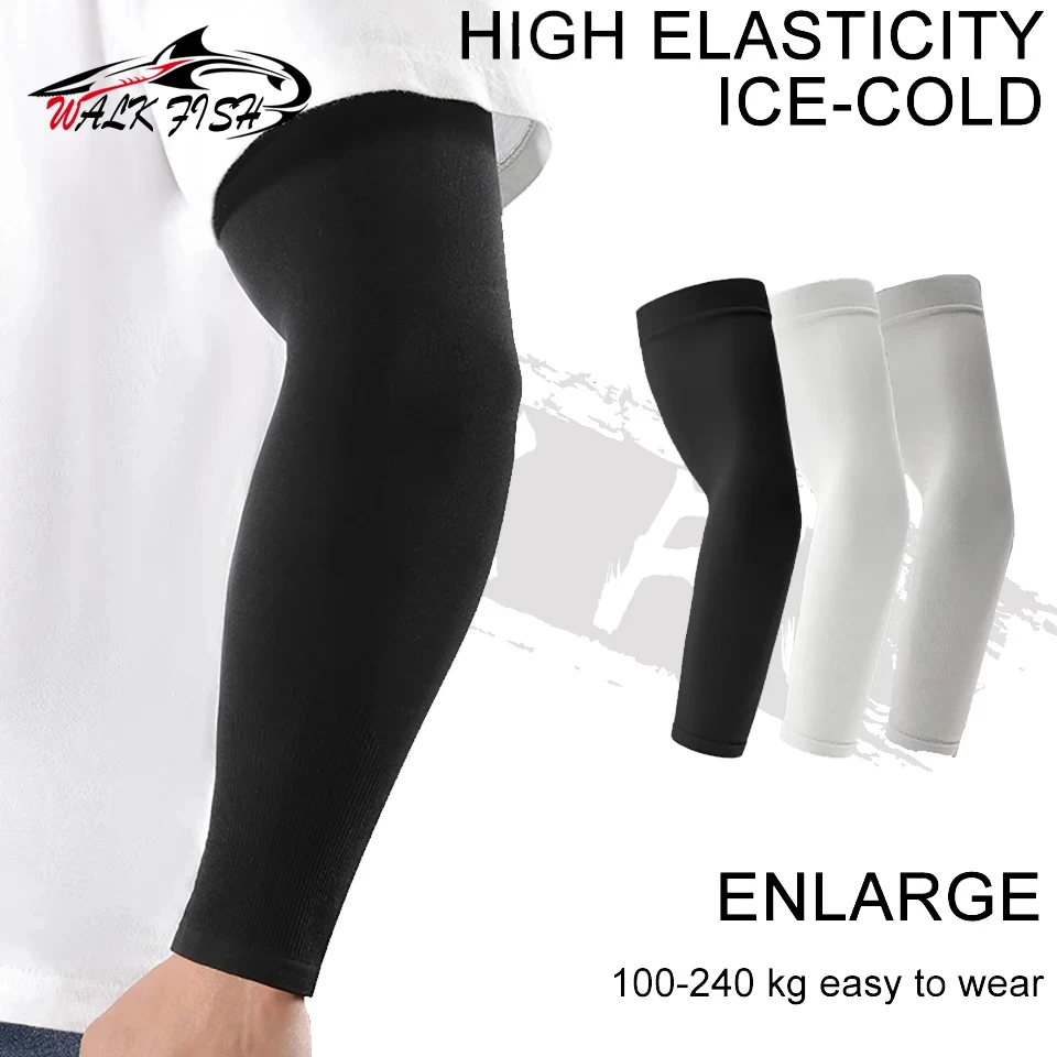 WALK FISH 1 par UPF50 + verano pesca sensación fresca mangas de brazo mujeres transpirable seda hielo protector solar correr Oversleeve hombres - imagen 3