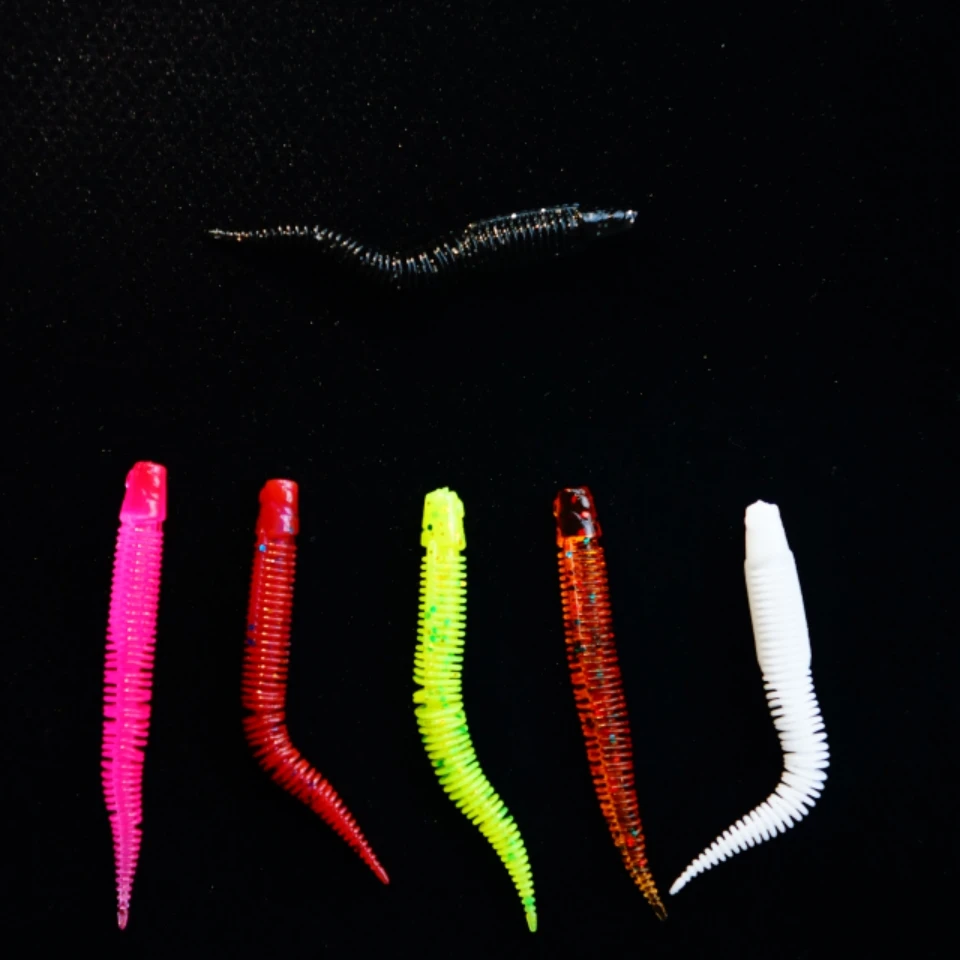 20 piezas señuelos de gusano que se hunden suaves 50mm/70mm Wobblers aparejos de Pesca de carpa cebos artificiales de silicona Pesca carpa lubina - imagen 5