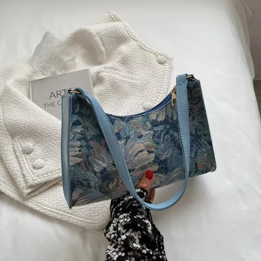 Bolso de hombro para mujer, bonitos bolsos y monederos sencillos, bolsos pequeños de viaje para mujer, bolsos para las axilas, nueva pintura al óleo a la moda de otoño - imagen 3