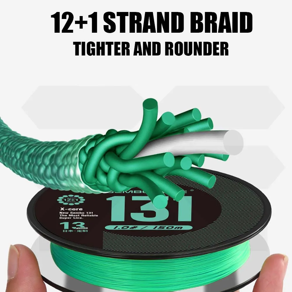 Sedal trenzado SEMBO 131 japonés – Multifilamento para lubina y carpa - imagen 5