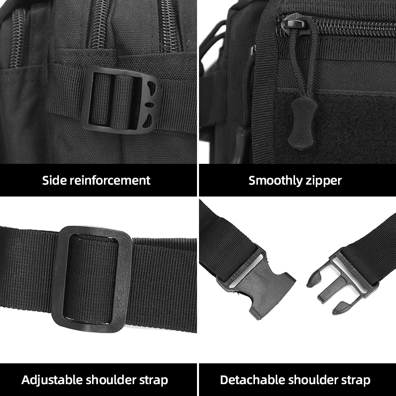 Bolsa de pecho de pesca, bolsa de almacenamiento de señuelos de aparejos de pesca grande, bolso cruzado de caza deportivo táctico, riñonera de almacenamiento de pesca al aire libre - imagen 4