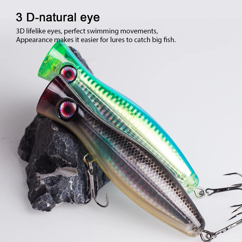 Hanlin Topwater Popper 120mm/40g agua flotante Trolling cebos de plástico duro Wobblers Señuelos de pesca artificiales aparejos de Lucio - imagen 4