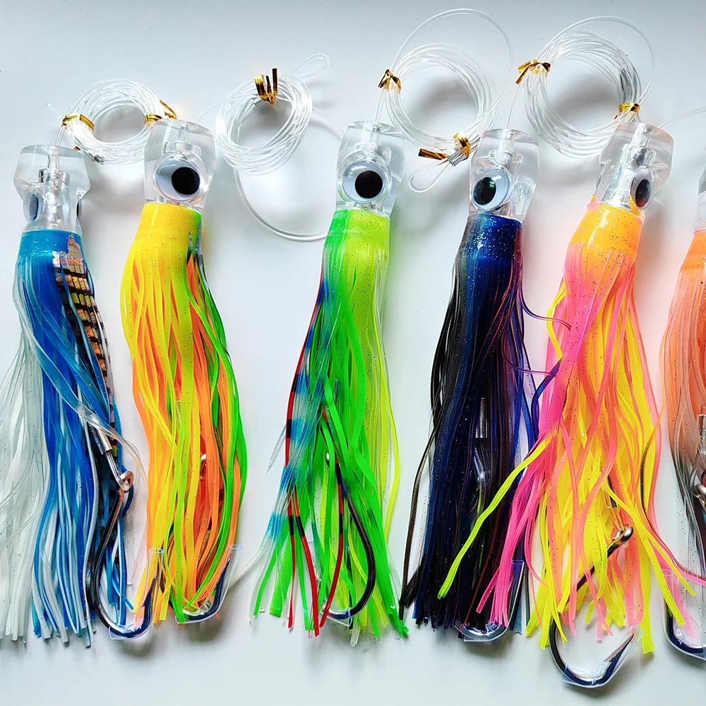 Señuelo de billfish de agua salada, 65g100g, señuelos de curricán, faldas de calamar, atún, barco de aguas profundas, gran juego de pesca para Mahi Marlin Wahoo, 1 ud. - imagen 3
