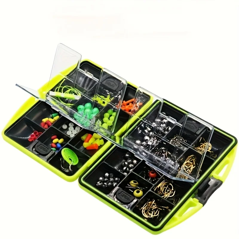 184 Uds., 24 tipos de aparejos portátiles, accesorios de pesca en roca, conjunto combinado, caja de fundición para Surf, Pin giratorio, Kit de anzuelos individuales, aparejos de herramientas