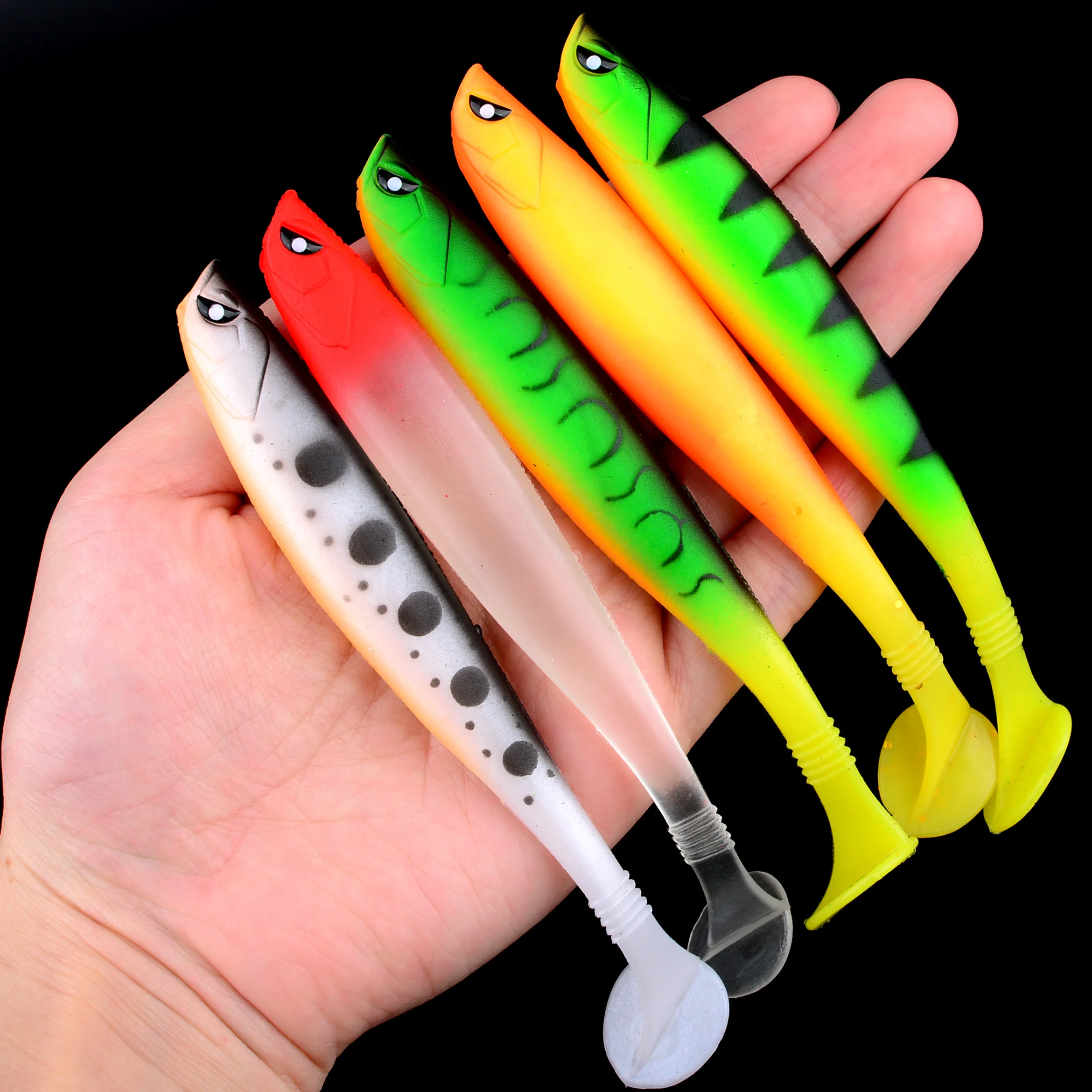 10 Uds. Señuelos blandos de gusano Jig Wobblers para carpa, lubina, Swimbait, pesca, cebo suave Artificial - imagen 3