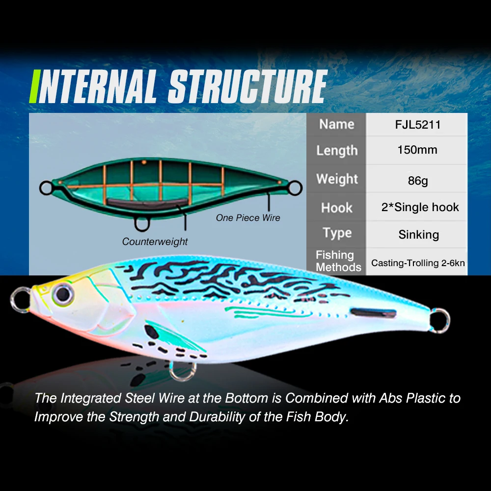 FJORD-señuelo de pesca de hundimiento, cebo duro Artificial pesado, aparejos de pesca, 86g, 150mm - imagen 4