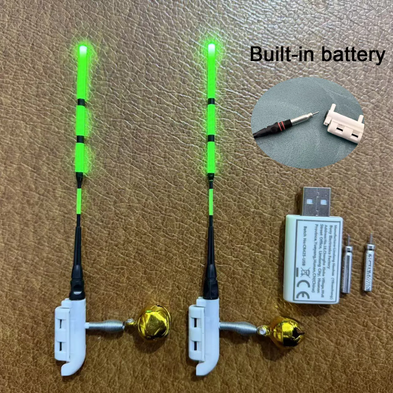 Luces para caña de pescar nocturna con batería recargable y cargador USB - imagen 2