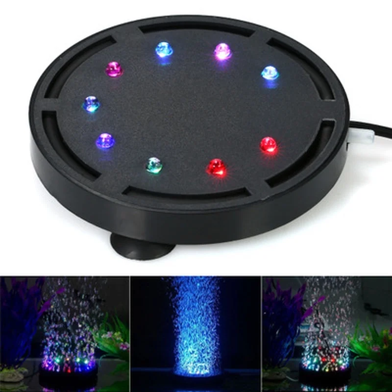 Lámpara LED colorida para acuario, luz de burbuja de oxígeno que brilla en la oscuridad, impermeable, accesorios de decoración para pecera, 9LED/12LED - imagen 4