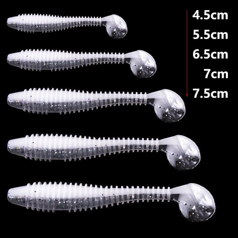 WALK FISH-señuelo de pesca de plástico suave, 10 piezas, 4,5 cm-7,5 cm, cebos de gusano, Jigging, Wobbler, Swimbaits para pesca en agua salada - imagen 3