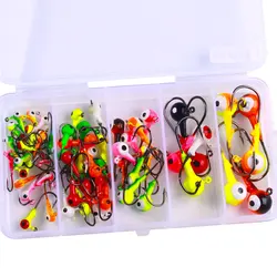 60 uds/75 Uds 0,875g -10g anzuelo de cabeza de plantilla de manivela mixta anzuelo de pesca cabeza de plomo señuelo de plantilla cebo duro gusano suave para pesca