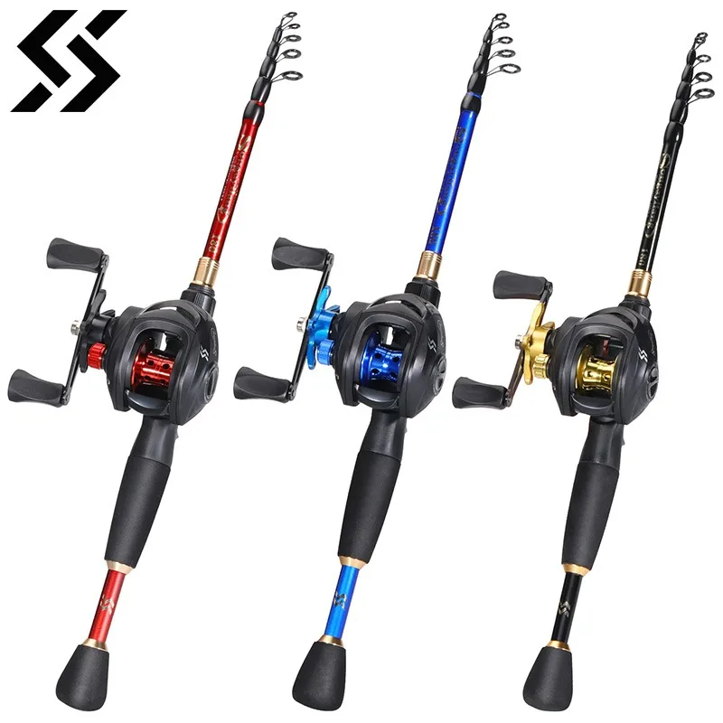 Sougayilang Combo Baitcasting – Caña carbono y carrete para lubina