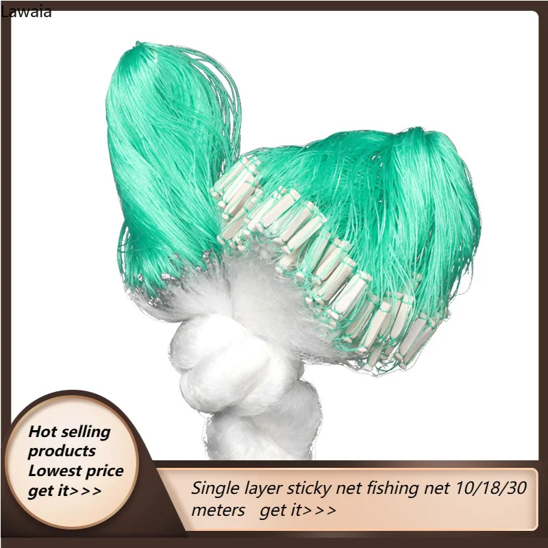 Lawaia-red de pesca de 50m x 1m de largo, red pegajosa de 0,5 dedos, Red de seda de una sola capa, Red de hundimiento, red flotante colgante, red de pesca 2023 - imagen 2
