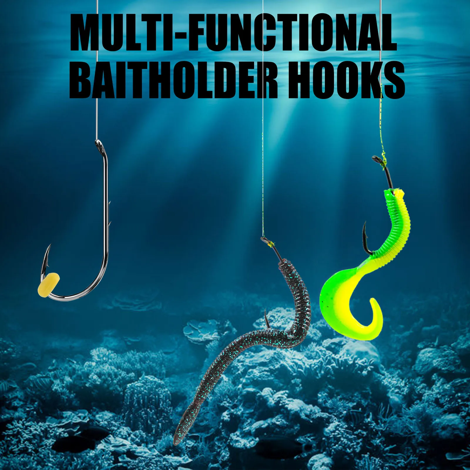 Kit de anzuelo Baitholder de 9KM, 250 Uds., anzuelo de pesca de vástago largo con doble púas, anzuelo compensado, ojo hacia abajo para cebo vivo suave, pesca en agua salada - imagen 4