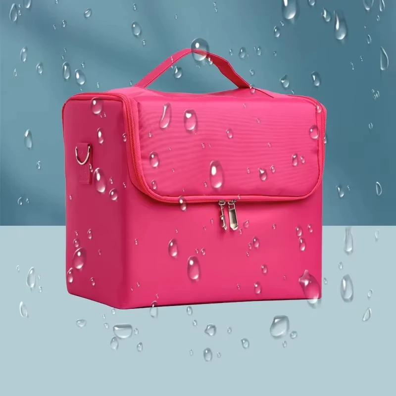 Estuche de tren de transporte de maquillaje grande para mujer, caja de almacenamiento de bolsa de viaje, estuche organizador de uñas profesional de 4 niveles con ajustable - imagen 2