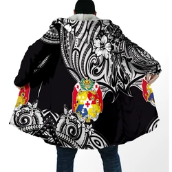 Capa unisex con capucha forro polar grueso estampado tortuga