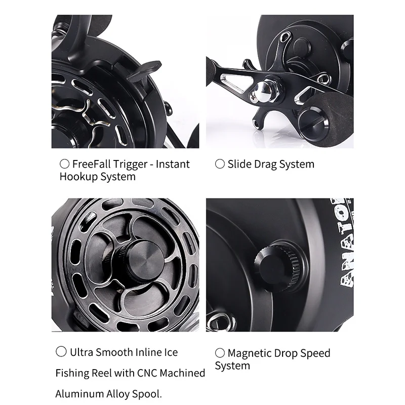 ANATONO-carrete de pesca en hielo en línea, diseño de estructura innovadora, sistema de caída magnética, sin giro de línea, La - imagen 4