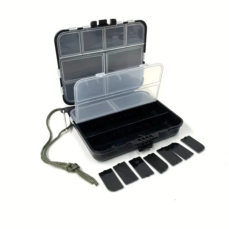 Caja de señuelos, caja de herramientas para anzuelos de pesca, caja de almacenamiento, accesorios, caja de almacenamiento negra, caja de almacenamiento para anzuelos - imagen 4