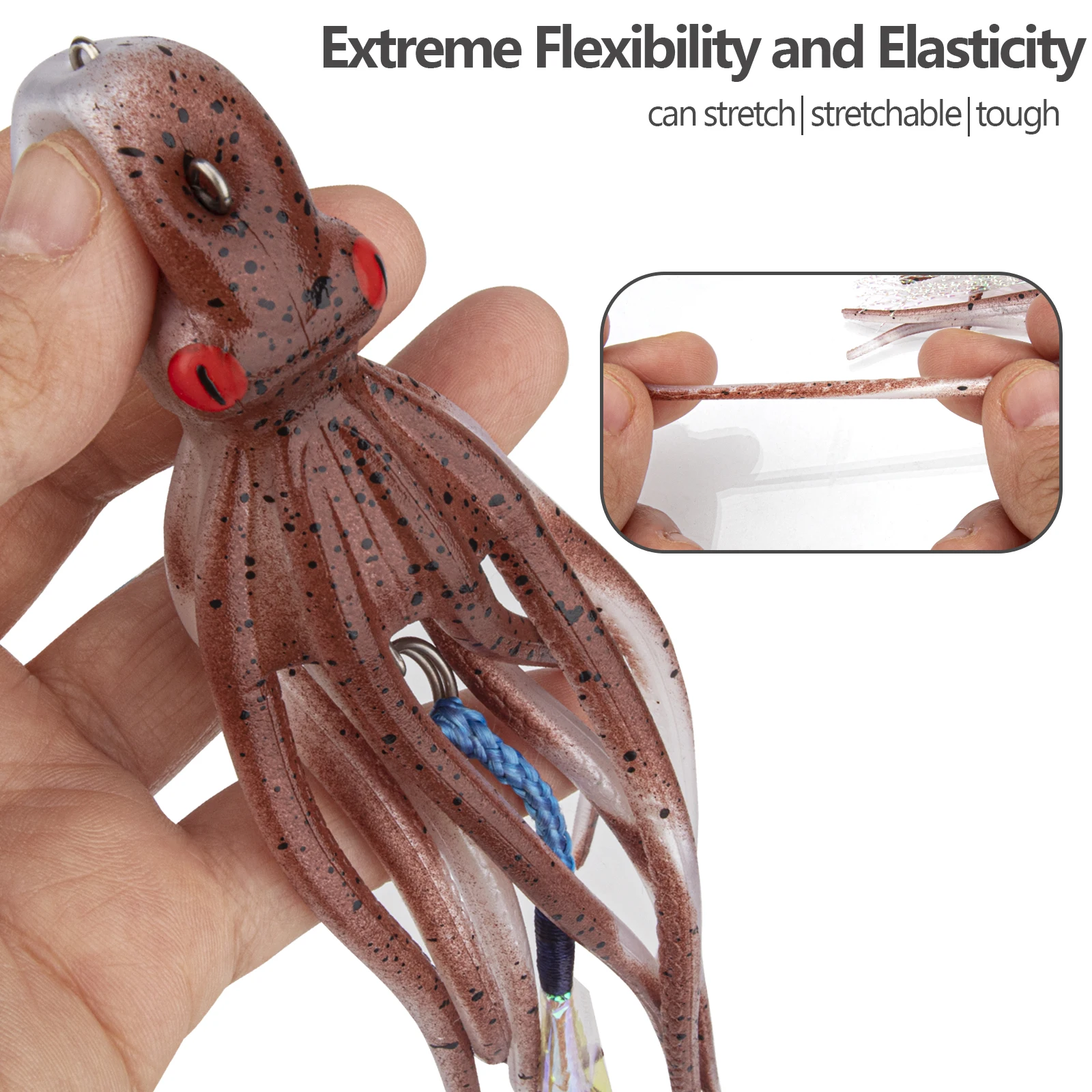 Señuelos blandos de pulpo brillante, falda de calamar de 15,5 cm, señuelo suave de silicona con anzuelo de plomo, cebo Artificial luminoso de agua salada, 1 Uds. - imagen 3