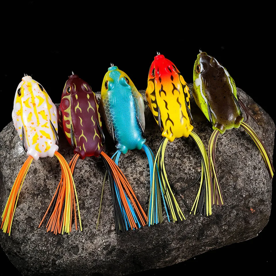 WALK FISH-señuelo de rana de 9G y 12G, cebo de tubo suave de plástico con anzuelos de pesca, ojos artificiales 3D, Topwater Ray Frog, 1 unidad - imagen 4