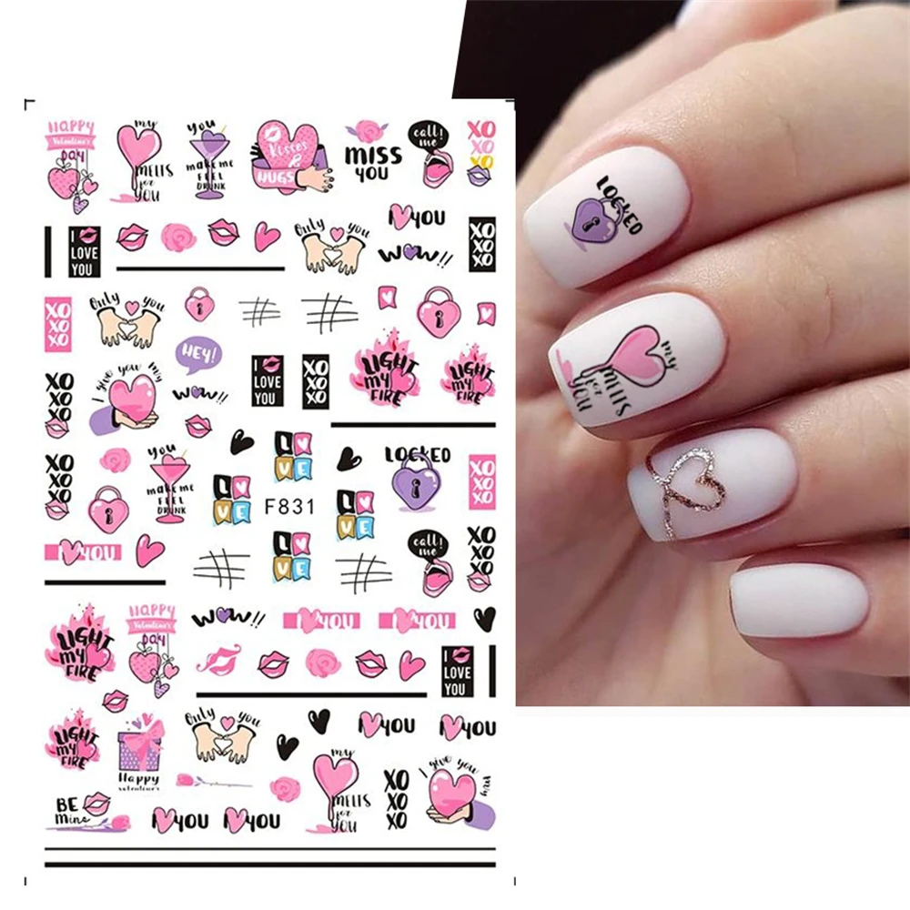 Pegatina de llave y cerradura de piezas para uñas, collar de corazón plateado de Metal de San Valentín, accesorios de dijes de decoración de uñas, 1/2 - imagen 5