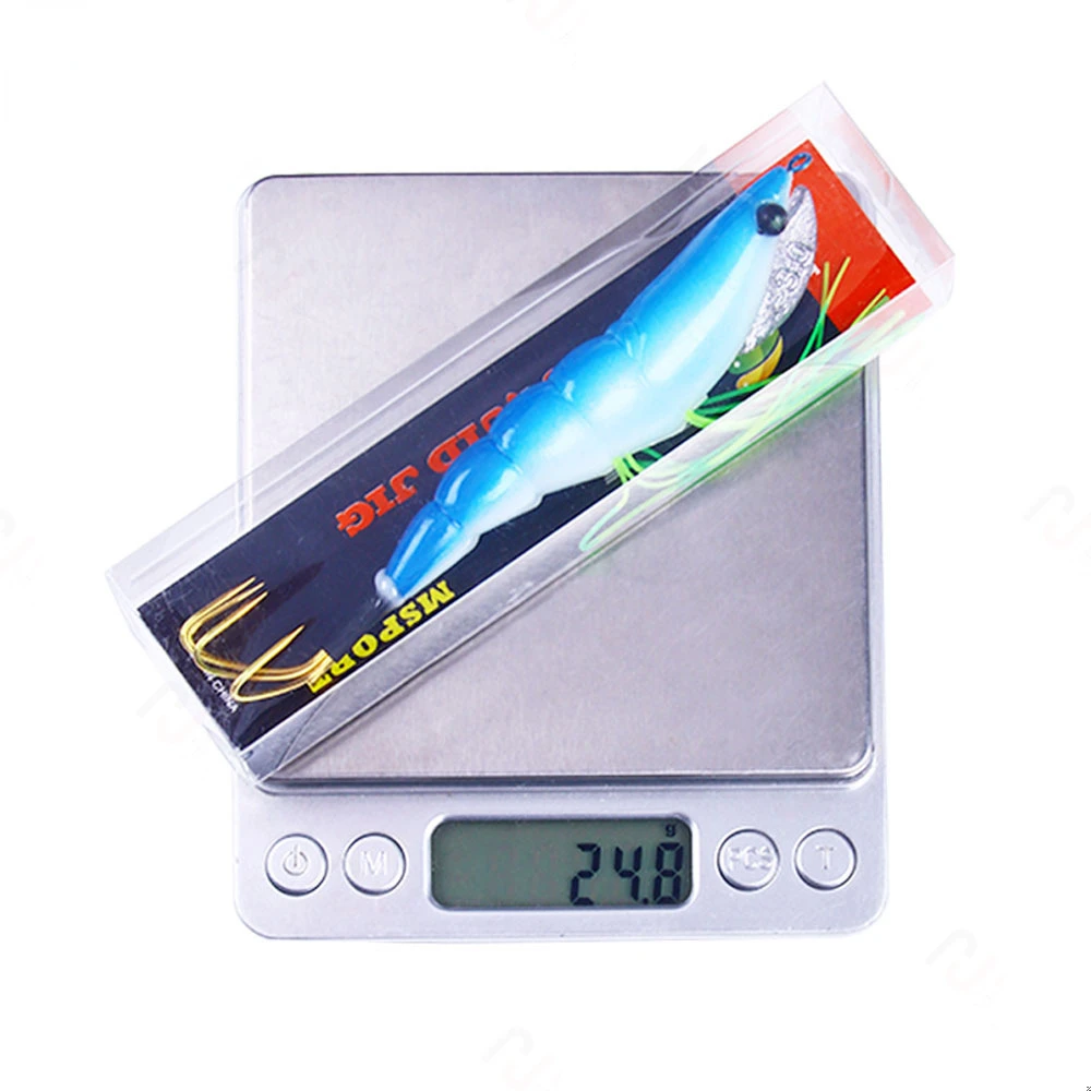 WHYY señuelo de pesca de calamar, anzuelo de plantilla de camarón de madera, sepia Artificial, cebo de camarón de simulación, accesorios de cebo de pesca, 12cm, 17,2G - imagen 5