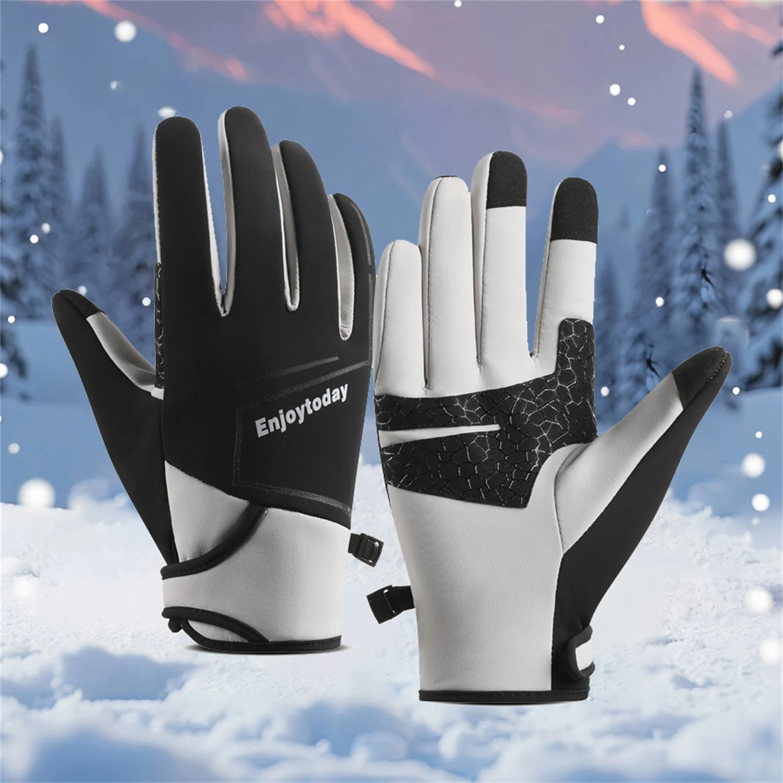 Guantes de pesca universales para invierno y otoño, guantes a prueba de viento para acampar, pescar, ciclismo, esquí, mitones de terciopelo engrosados - imagen 3