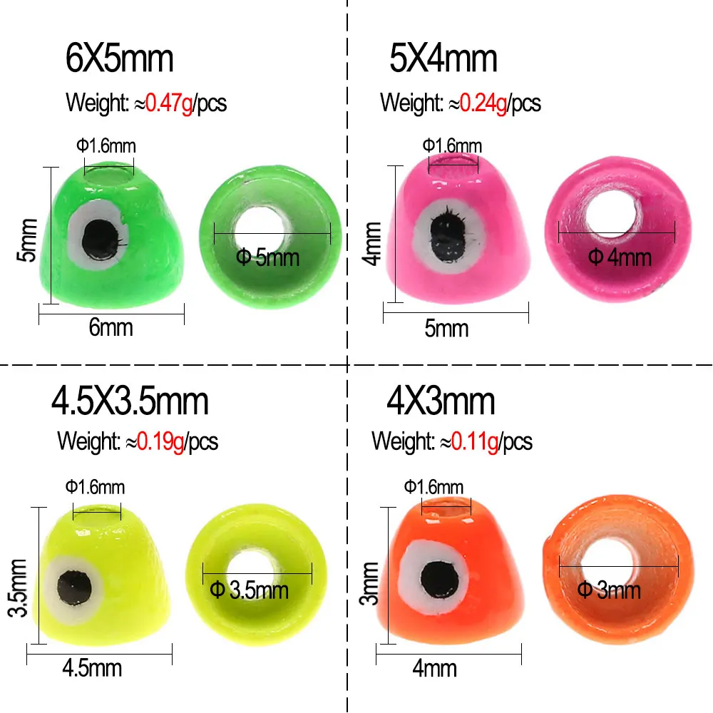 ICERIO cuentas de cabeza de cono de latón para atar moscas, pintura UV, Streamer Minnow, pesca en agua salada, 20 piezas - imagen 3