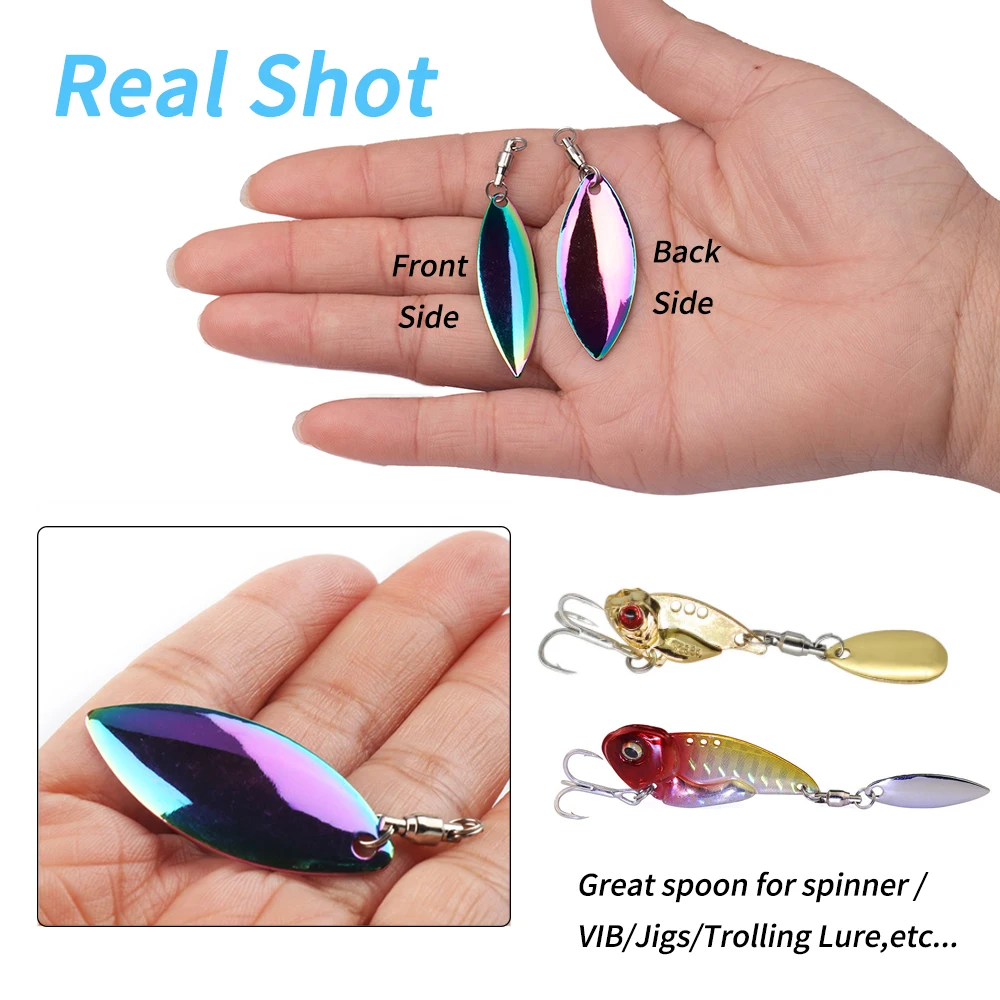 Lionriver, 10 Uds., cucharas reflectantes de pesca de arcoíris/dorado/plateado, señuelo ruidoso de Metal con rodamiento giratorio para cebo giratorio, plantillas VIB - imagen 5