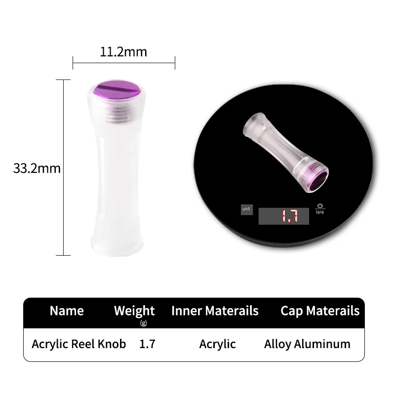 RUKE-carrete de pesca con perilla acrílica, traje para carrete giratorio Dai/Shi fundido, 33mm, súper ligero, 1,7g, compatible con rodamiento de 7x4x2,5mm, 1 ud. - imagen 4