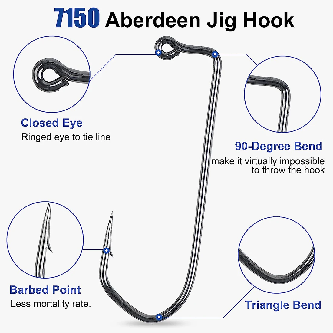 500 Piezas de Anzuelos de Pesca Aberdeen, Anzuelos de Pesca de Vástago Largo de 90 Grados, Anzuelos de Acero con Alto Contenido de Carbono, Anzuelos Circulares para Pesca de Gusano, 1/0-6/0 - imagen 3