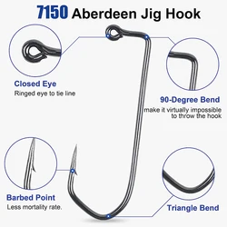 Anzuelos Aberdeen Vástago largo 90 grados - Acero carbono para pesca con vinilo