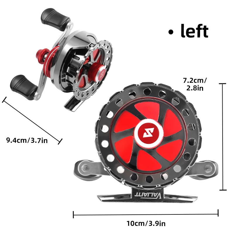 Carrete de hielo de Metal completo de velocidad del viento HISTAR, relación 2,8:1, 6 + 1 rodamientos de bolas, perilla de goma, carrete de pesca con capacidad de línea de 169G, 0,23mm/100m - imagen 5