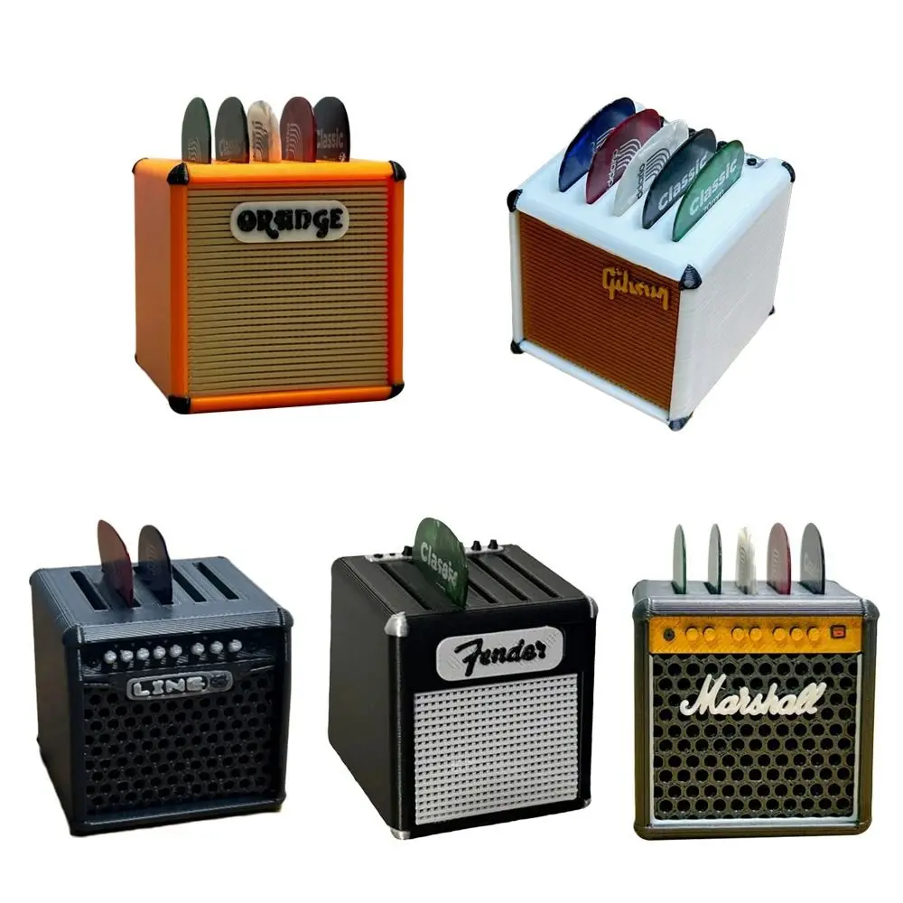 Soporte portátil para púas de guitarra, altavoz con amplificador impreso en 3D, caja organizadora para almacenamiento y exhibición de púas - imagen 3