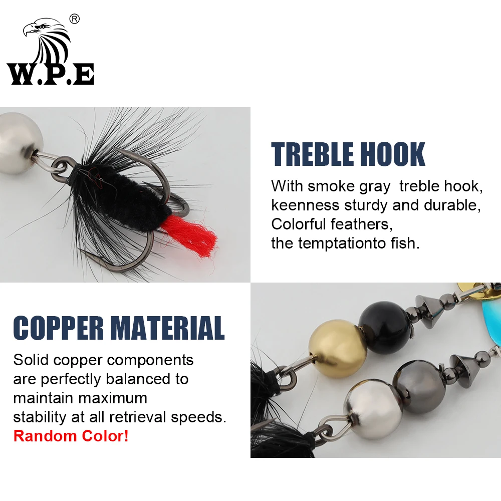 W.P.E Spinner señuelo de Pesca 6g/8g/11g señuelo de cuchara de latón anzuelo triple de Metal cebo duro señuelo de lubina señuelo falso aparejos de Pesca 1 Uds - imagen 2