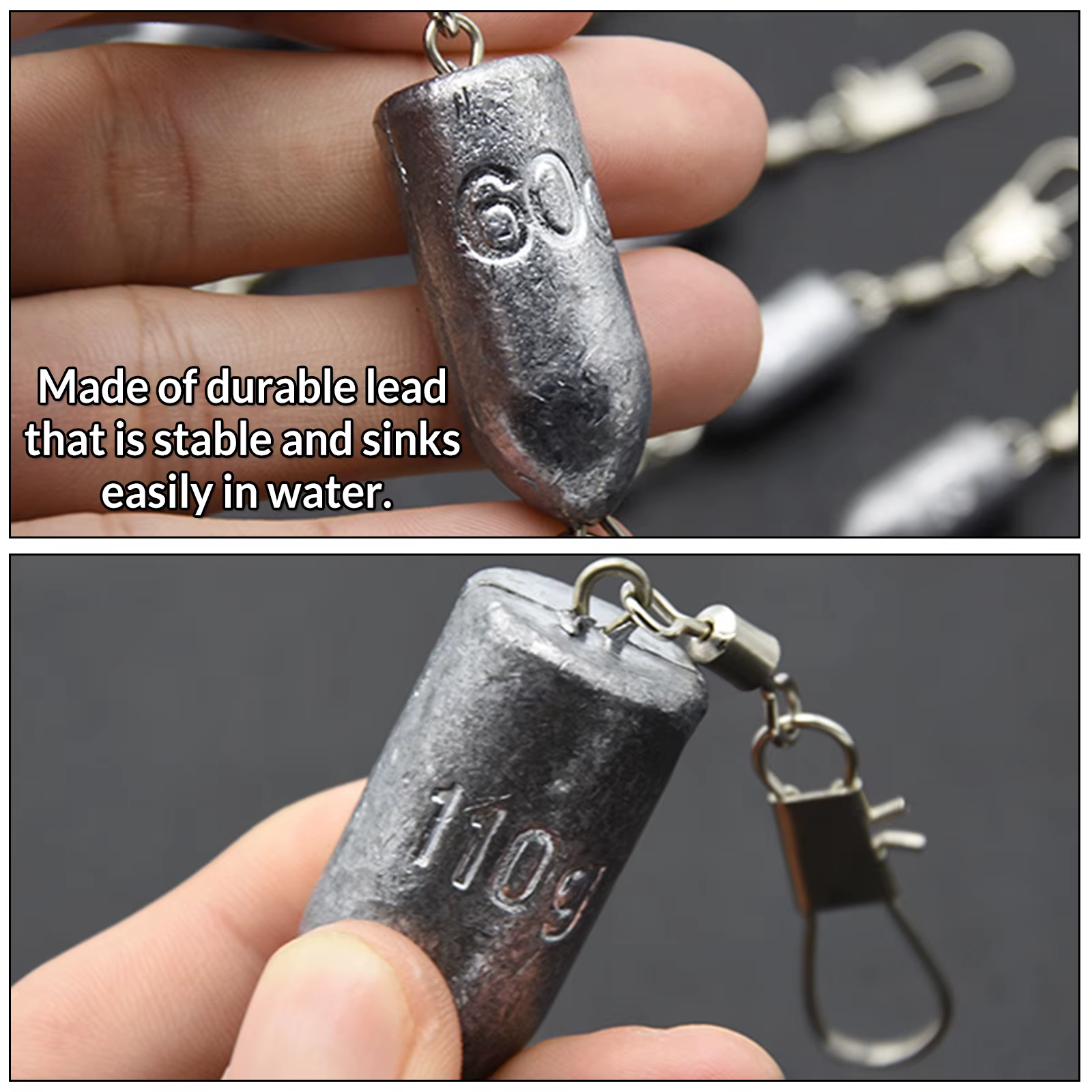 Plomo de peso de pesca de 9KM con conectores a presión de enclavamiento, pesas de bala de plomo de pesca de 5g-40g para pesca de lubina en agua salada - imagen 2