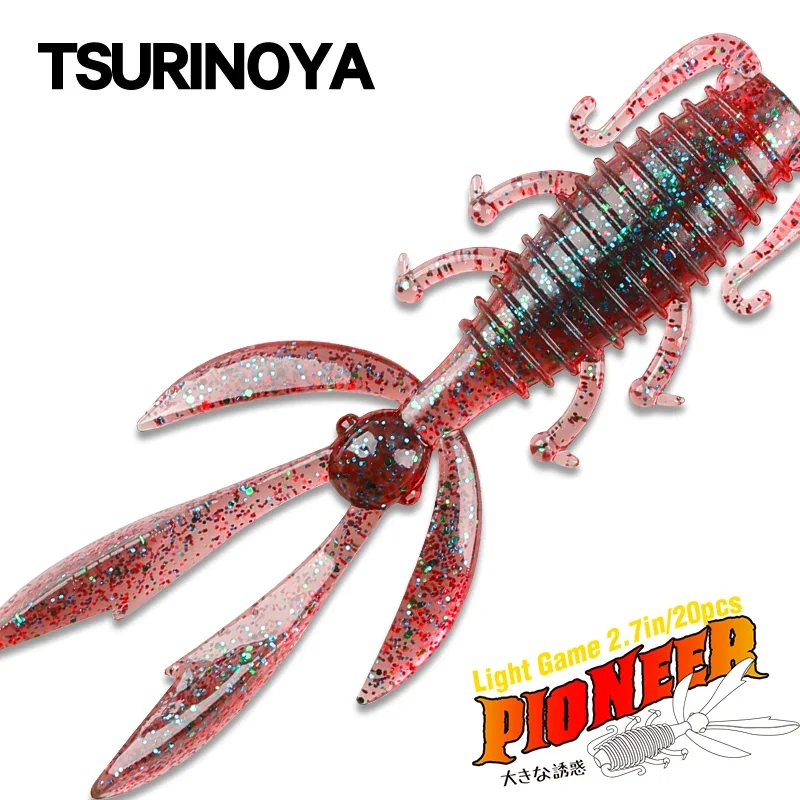 TSURINOYA-señuelo de pesca de cangrejo, PIONEER, 68mm, 20 piezas, cebo suave, juego de luz, plásticos blandos para Lucio, lubina, perca, cebo, Wormbait - imagen 2