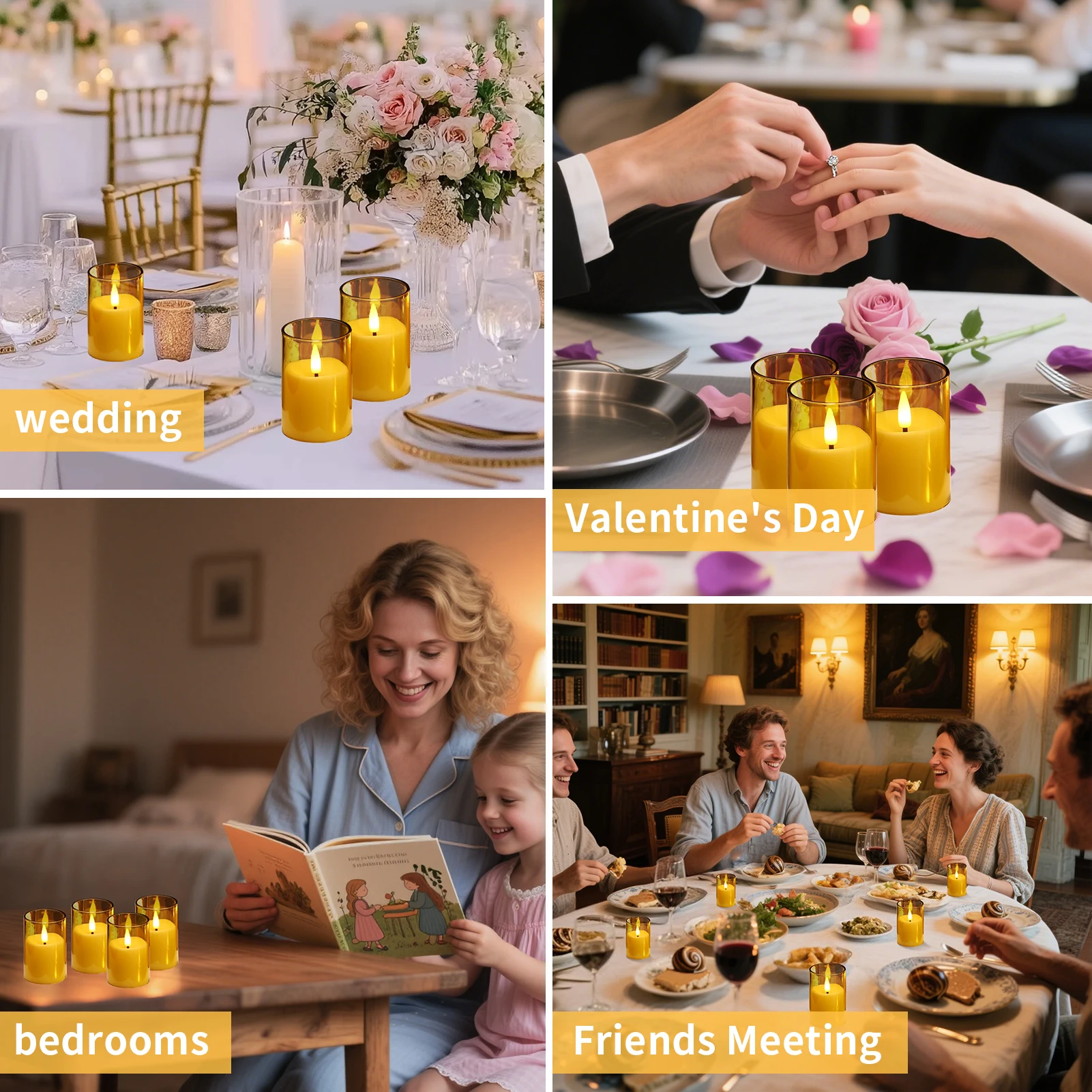 Velas electrónicas votivas sin llama acrílicas con temporizador y Control remoto, candelita LED parpadeante para decoración del hogar de Navidad y boda - imagen 5